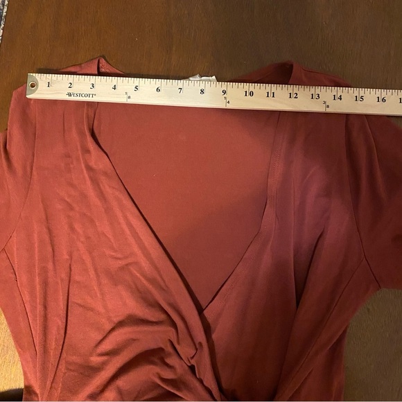 Synergy Organic Clothing Wrap Rust Cotton V Neck Dress Large - Picture 7 of 8